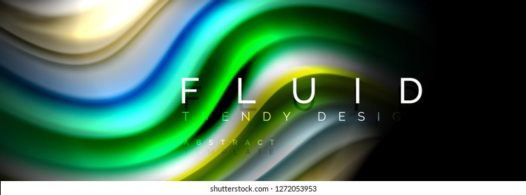 Resumen de la línea de olas de agua 3d fondo. Forma líquida ondulada. Mezcla de pintura con tinta de salpicadura en la ilustración negra vectorial