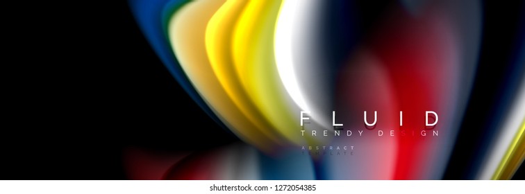 Abstract wave line water 3d background. Wave liquid shape. Splash ink paint mixing on black, vector illustration