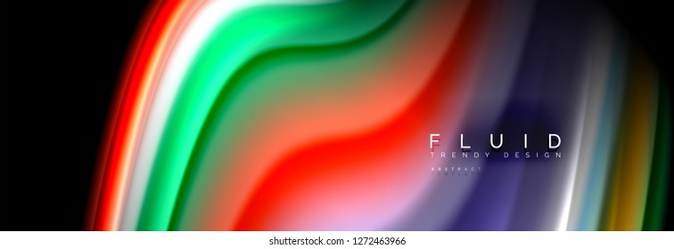 Abstract wave line water 3d background. Wave liquid shape. Splash ink paint mixing on black, vector illustration