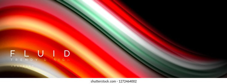 Abstract wave line water 3d background. Wave liquid shape. Splash ink paint mixing on black, vector illustration
