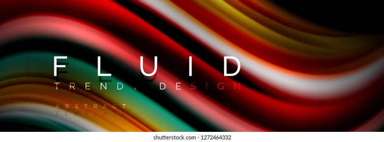 Abstract wave line water 3d background. Wave liquid shape. Splash ink paint mixing on black, vector illustration