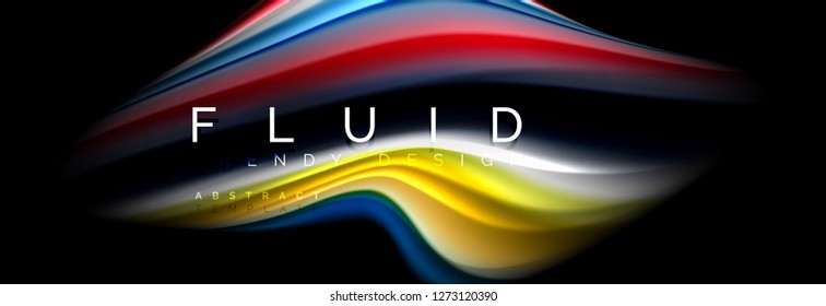 Abstract wave line water 3d background. Wave liquid shape. Splash ink paint mixing on black, vector illustration
