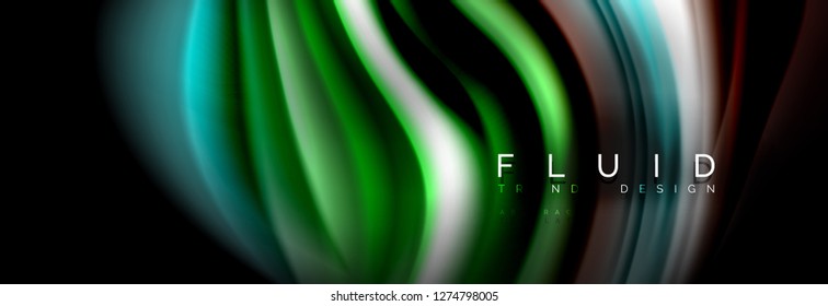 Resumen de la línea de olas de agua 3d fondo. Forma líquida ondulada. Mezcla de pintura con tinta de salpicadura en la ilustración negra vectorial