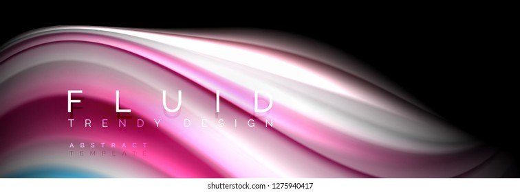 Abstract wave line water 3d background. Wave liquid shape. Splash ink paint mixing on black, vector illustration