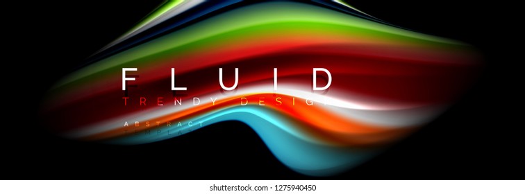 Abstract wave line water 3d background. Wave liquid shape. Splash ink paint mixing on black, vector illustration