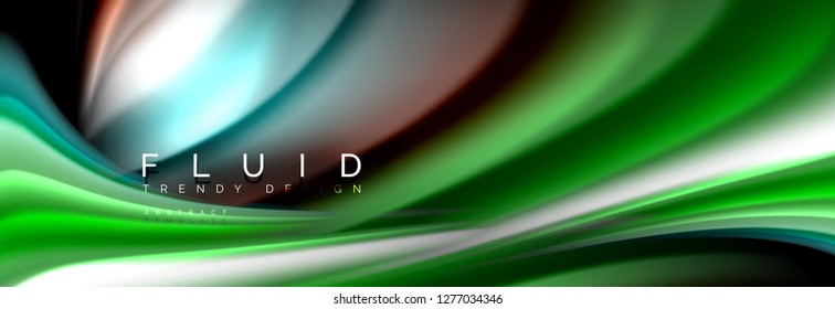 Abstract wave line water 3d background. Wave liquid shape. Splash ink paint mixing on black, vector illustration