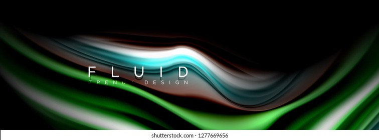 Abstract wave line water 3d background. Wave liquid shape. Splash ink paint mixing on black, vector illustration