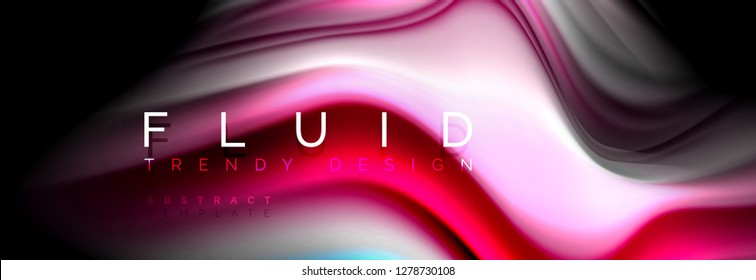 Resumen de la línea de olas de agua 3d fondo. Forma líquida ondulada. Mezcla de pintura con tinta de salpicadura en la ilustración negra vectorial
