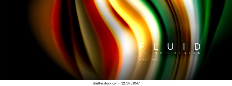 Resumen de la línea de olas de agua 3d fondo. Forma líquida ondulada. Mezcla de pintura con tinta de salpicadura en la ilustración negra vectorial