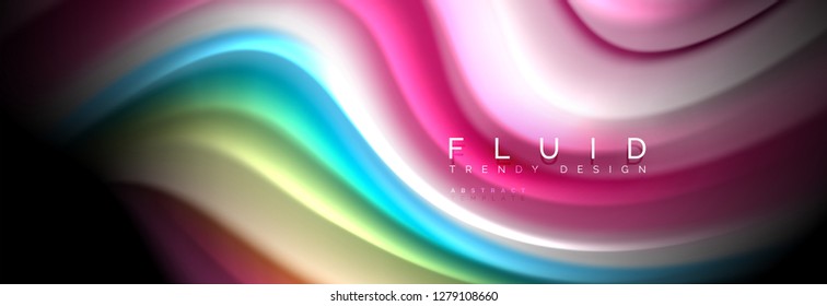 Abstract wave line water 3d background. Wave liquid shape. Splash ink paint mixing on black, vector illustration