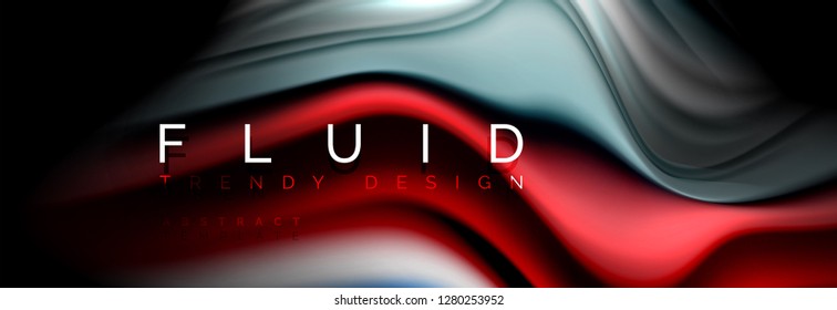 Resumen de la línea de olas de agua 3d fondo. Forma líquida ondulada. Mezcla de pintura con tinta de salpicadura en la ilustración negra vectorial
