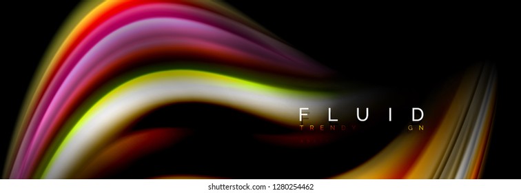 Abstract wave line water 3d background. Wave liquid shape. Splash ink paint mixing on black, vector illustration
