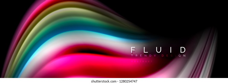 Resumen de la línea de olas de agua 3d fondo. Forma líquida ondulada. Mezcla de pintura con tinta de salpicadura en la ilustración negra vectorial