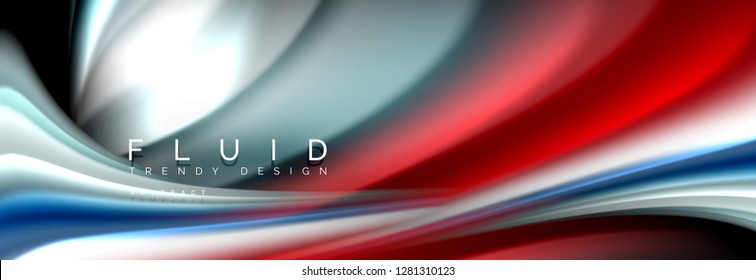 Abstract wave line water 3d background. Wave liquid shape. Splash ink paint mixing on black, vector illustration
