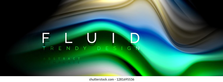 Abstract wave line water 3d background. Wave liquid shape. Splash ink paint mixing on black, vector illustration