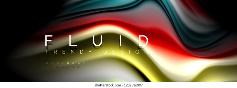 Abstract wave line water 3d background. Wave liquid shape. Splash ink paint mixing on black, vector illustration