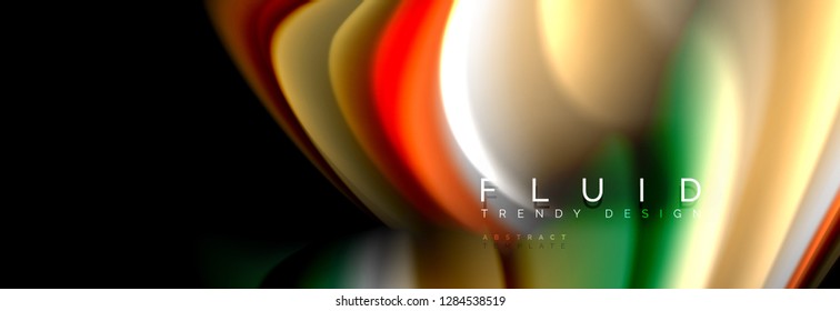 Abstract wave line water 3d background. Wave liquid shape. Splash ink paint mixing on black, vector illustration