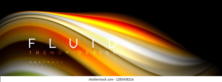 Abstract wave line water 3d background. Wave liquid shape. Splash ink paint mixing on black, vector illustration