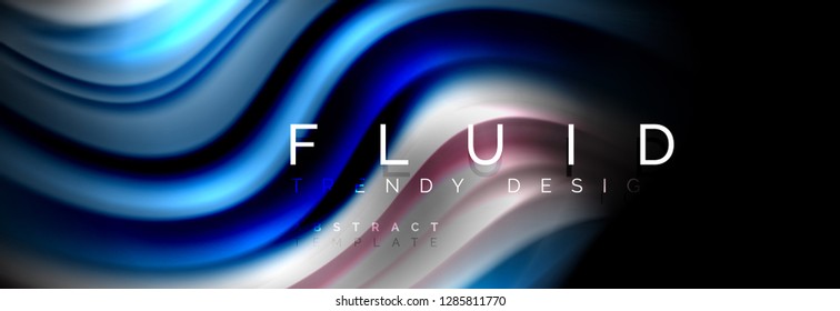 Resumen de la línea de olas de agua 3d fondo. Forma líquida ondulada. Mezcla de pintura con tinta de salpicadura en la ilustración negra vectorial