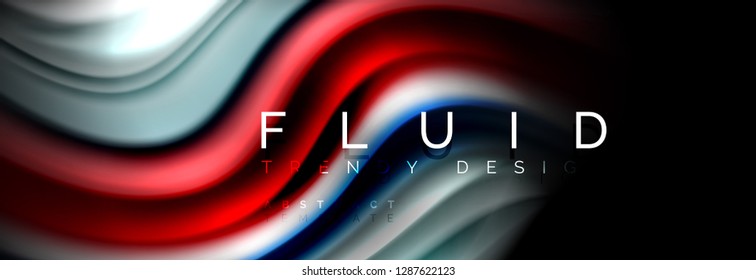 Abstract wave line water 3d background. Wave liquid shape. Splash ink paint mixing on black, vector illustration