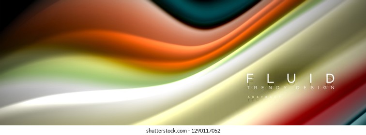 Abstract wave line water 3d background. Wave liquid shape. Splash ink paint mixing on black, vector illustration