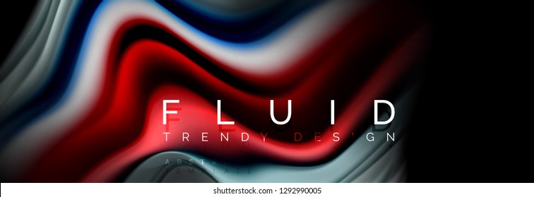 Abstract wave line water 3d background. Wave liquid shape. Splash ink paint mixing on black, vector illustration