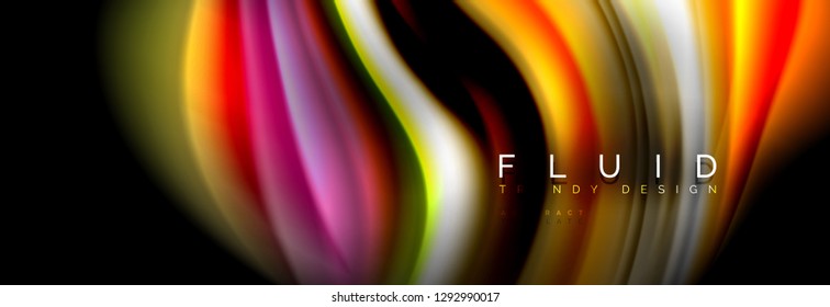 Abstract wave line water 3d background. Wave liquid shape. Splash ink paint mixing on black, vector illustration