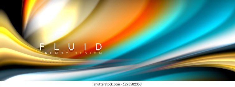 Abstract wave line water 3d background. Wave liquid shape. Splash ink paint mixing on black, vector illustration