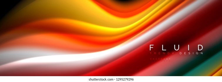 Resumen de la línea de olas de agua 3d fondo. Forma líquida ondulada. Mezcla de pintura con tinta de salpicadura en la ilustración negra vectorial