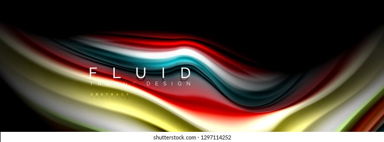 Abstract wave line water 3d background. Wave liquid shape. Splash ink paint mixing on black, vector illustration
