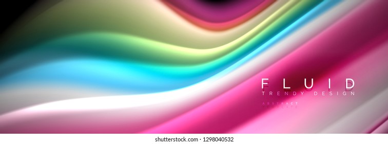 Resumen de la línea de olas de agua 3d fondo. Forma líquida ondulada. Mezcla de pintura con tinta de salpicadura en la ilustración negra vectorial