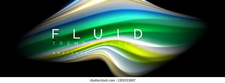 Abstract wave line water 3d background. Wave liquid shape. Splash ink paint mixing on black, vector illustration