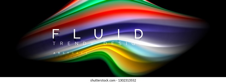 Resumen de la línea de olas de agua 3d fondo. Forma líquida ondulada. Mezcla de pintura con tinta de salpicadura en la ilustración negra vectorial