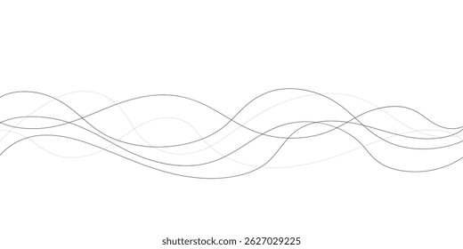 Abstract Wave Lines Background Design
This elegant and dynamic abstract background features a collection of flowing, wavy lines in varying thicknesses and shades of black.