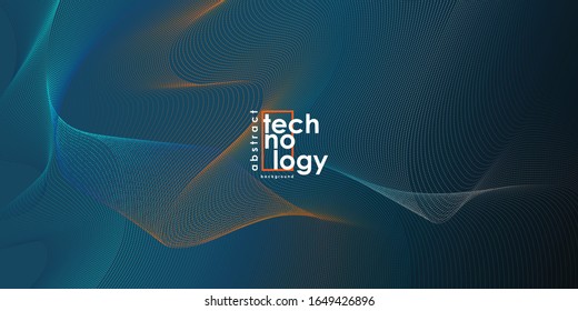 Abstract wave lines background. Dynamic particles sound wave flowing abstract background. Geometric template for your design brochure, flyer, report, website, banner. Vector illustration