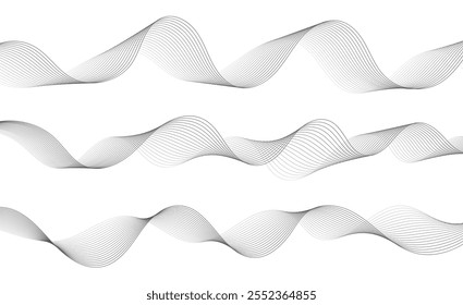 Abstract wave lines background, graphic thin curves design element, flow backdrop.