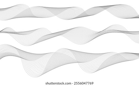 Abstract wave lines background, graphic thin curves design element, flow backdrop.