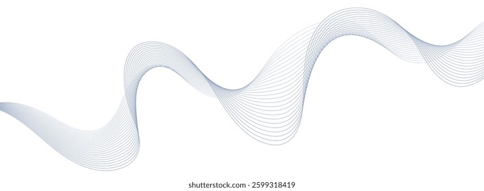 Abstract wave lines background, graphic thin curves design element, flow backdrop.