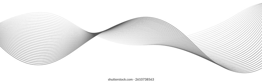 Abstract wave lines background, graphic thin curves design element, flow backdrop.