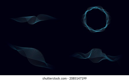 Abstract wave lines background set