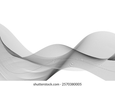 Abstract wave lines background vector silver isolated on white background
