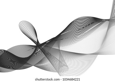 Abstract wave lines - black and white - vector pattern