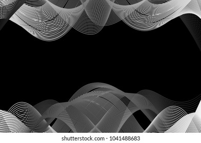 Abstract wave lines - black and white - vector pattern