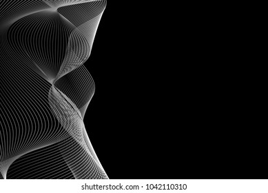 Abstract wave lines - black and white - vector pattern