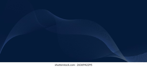 Abstract wave lines in blue gradient on dark background. Futuristic and dynamic look, perfect for tech, digital, and modern design projects.