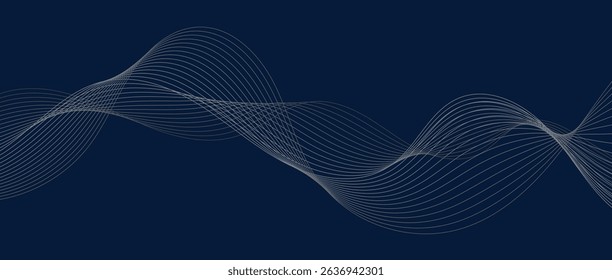 Abstract wave lines in blue gradient on dark background. Futuristic and dynamic look, perfect for tech, digital, and modern design projects.