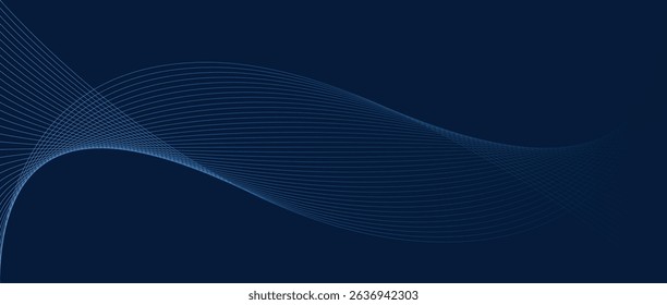Abstract wave lines in blue gradient on dark background. Futuristic and dynamic look, perfect for tech, digital, and modern design projects.