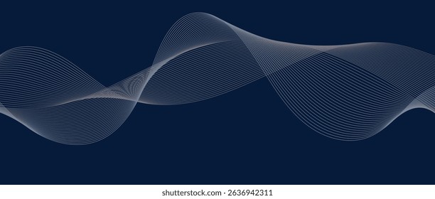 Abstract wave lines in blue gradient on dark background. Futuristic and dynamic look, perfect for tech, digital, and modern design projects.