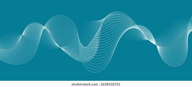 Abstract wave lines in blue gradient on minimalist background. Futuristic and dynamic look, perfect for tech, digital, and modern design projects.