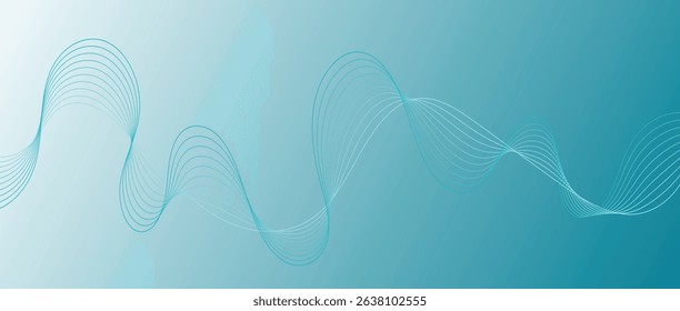 Abstract wave lines in blue gradient on minimalist background. Futuristic and dynamic look, perfect for tech, digital, and modern design projects.